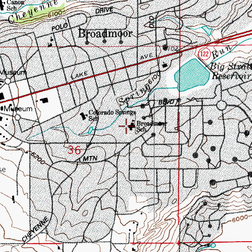 Topographic Map of Broadmoor Elementary School, CO