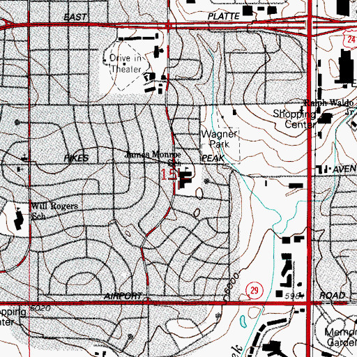 Topographic Map of James Monroe Elementary School, CO
