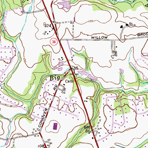 Topographic Map of Conover Cemetery, NJ
