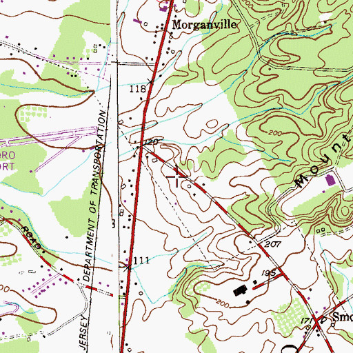 Topographic Map of Morganville Church, NJ