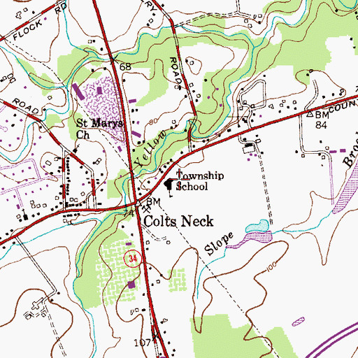 Topographic Map of Atlantic Township Grade School (historical), NJ