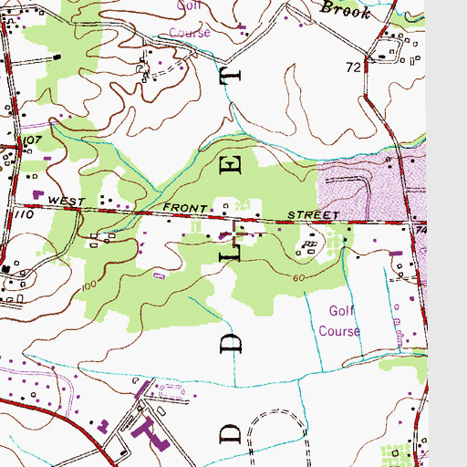 Topographic Map of First Unitarian Church of Monmouth County, NJ