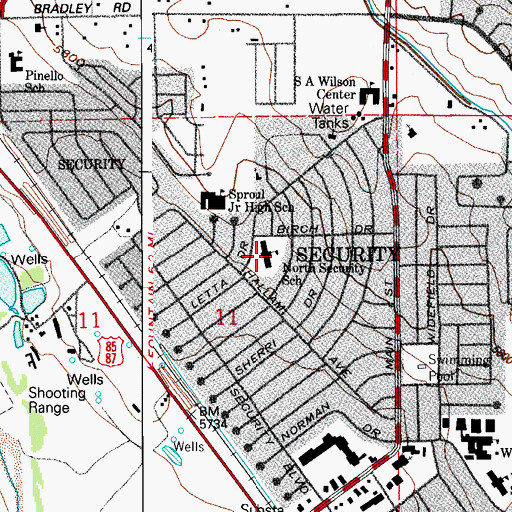Topographic Map of North Security Elementary School, CO