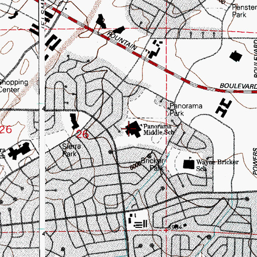 Topographic Map of Panorama Middle School, CO