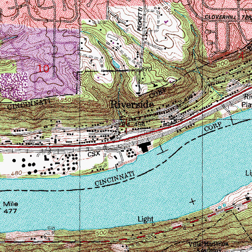 Topographic Map of Riverside Post Office (historical), OH