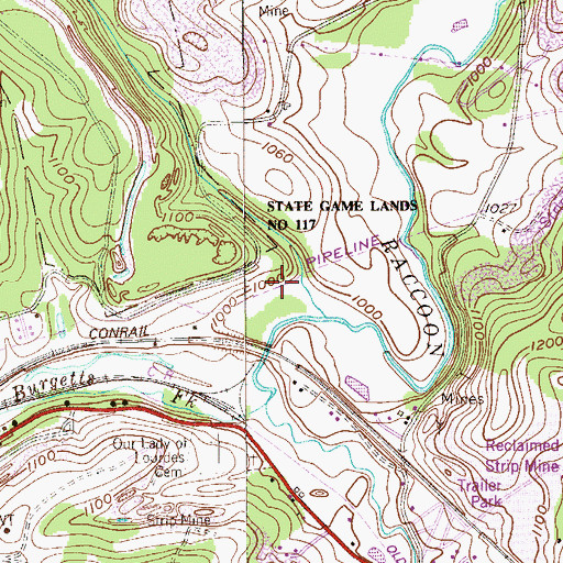 Topographic Map of State Game Lands Number 117, PA