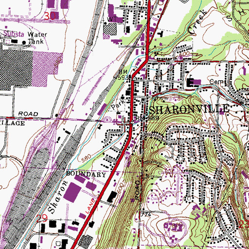 Topographic Map of Sharonville Post Office (historical), OH