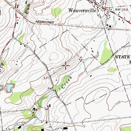 Topographic Map of Weaversville County Park, PA