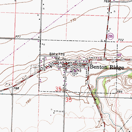 Topographic Map of Benton Post Office, OH