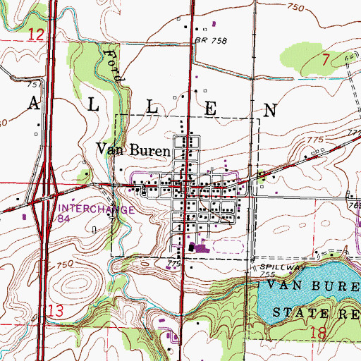 Topographic Map of Van Buren Post Office, OH