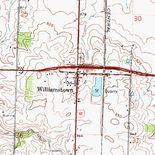 Topographic Map of Williamstown Post Office, OH