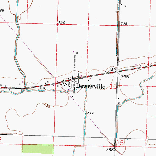 Topographic Map of Deweyville Post Office (historical), OH