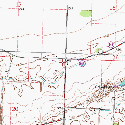 Topographic Map of Portage Center Post Office (historical), OH
