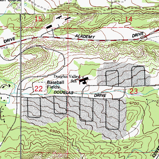 Topographic Map of Douglass Valley Elementary School, CO