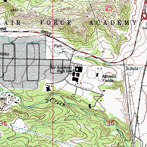 Topographic Map of Air Academy High School, CO