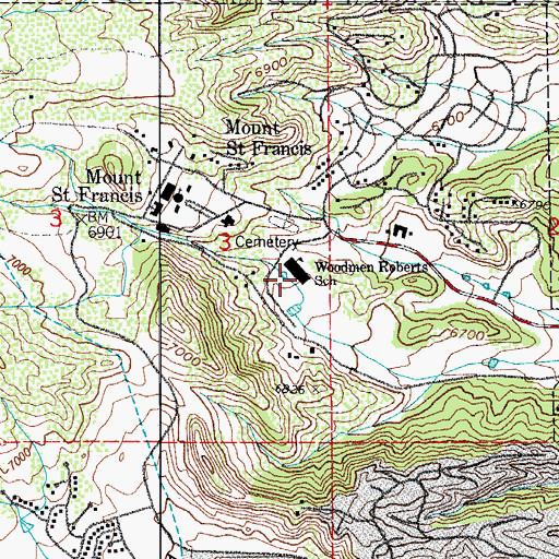 Topographic Map of Woodmen Roberts Elementary School, CO