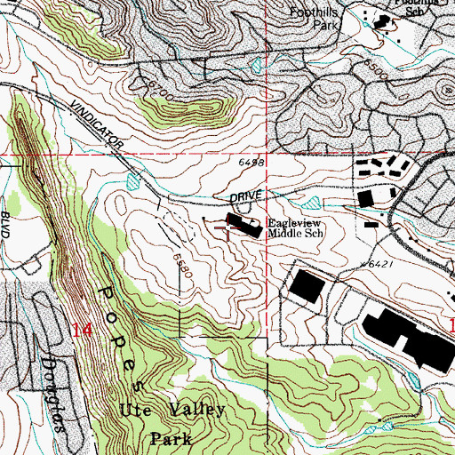 Topographic Map of Eagleview Middle School, CO