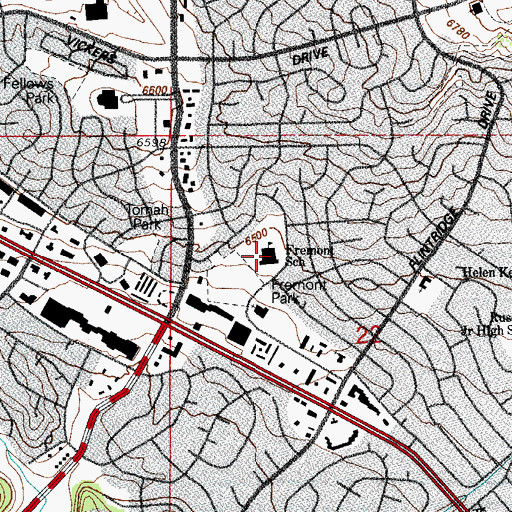 Topographic Map of John C Fremont Elementary School, CO