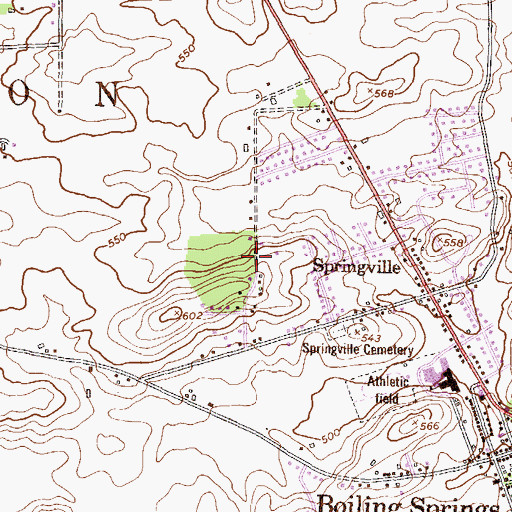 Topographic Map of Springville, PA