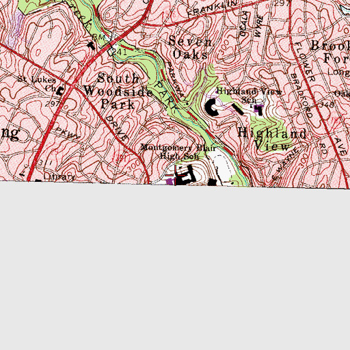 Topographic Map of Sligo Creek Elementary School, MD