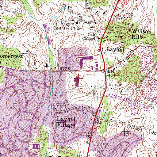 Topographic Map of Argyle Middle School, MD