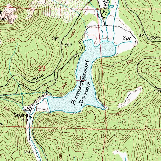 Topographic Map of Penrose-Rosemont Reservoir, CO