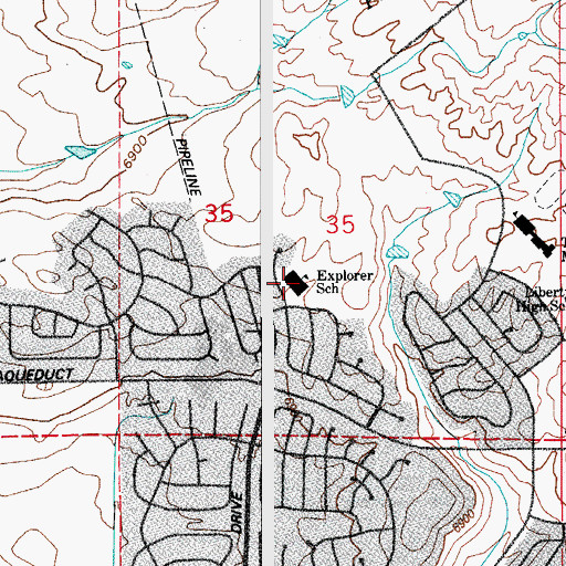 Topographic Map of Explorer Elementary School, CO