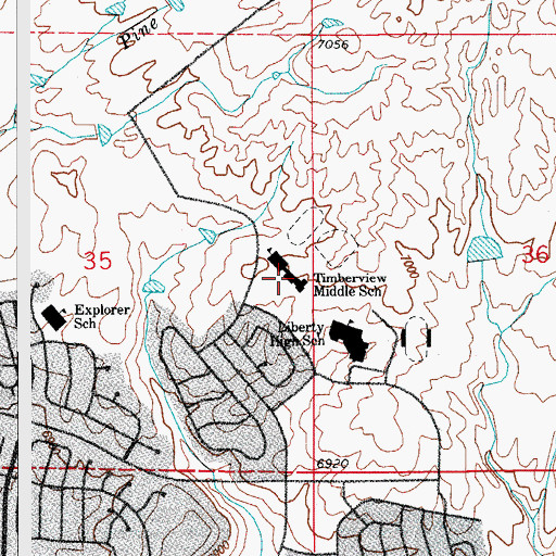 Topographic Map of Timberview Middle School, CO