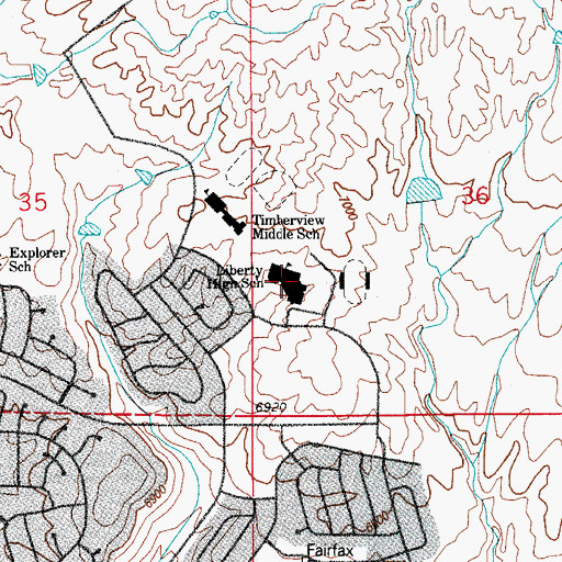Topographic Map of Liberty High School, CO