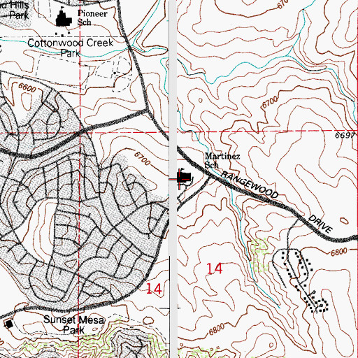 Topographic Map of Martinez Elementary School, CO