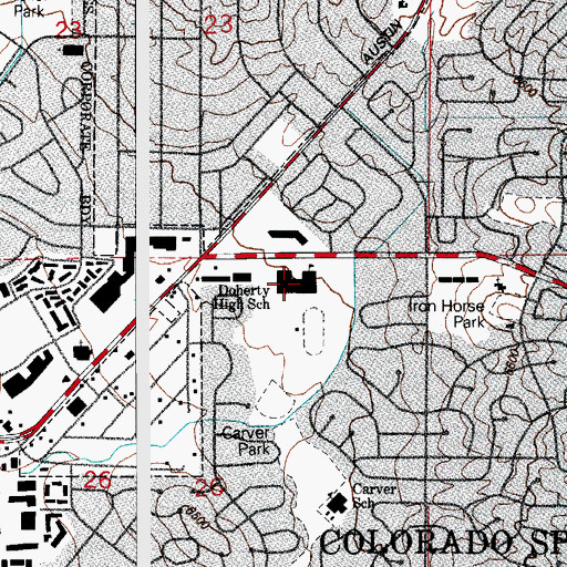 Topographic Map of Thomas B Doherty High School, CO