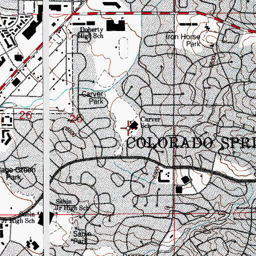 Topographic Map of George Washington Carver Elementary School, CO