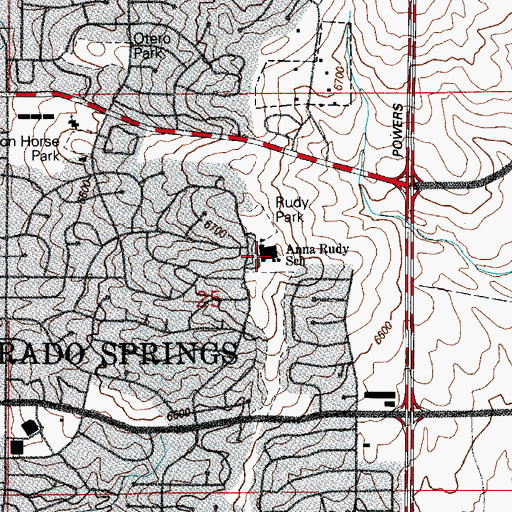 Topographic Map of Anna M Rudy Elementary School, CO