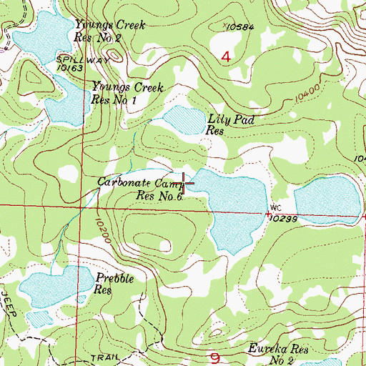 Topographic Map of Carbonate Camp Number 6 Dam, CO