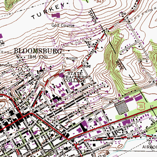 Topographic Map of State Teachers College, PA