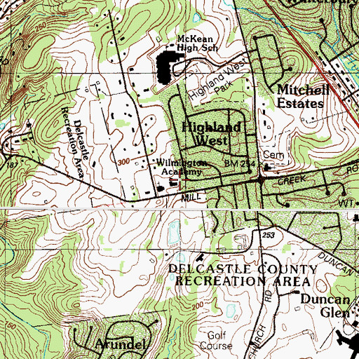 Topographic Map of Wilmington Academy, DE