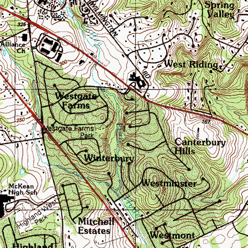 Topographic Map of Westgate Farms Park, DE