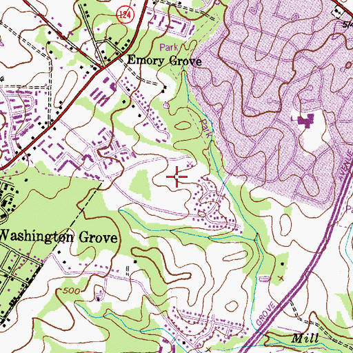 Topographic Map of Shady Grove Middle School, MD