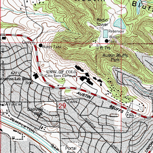 Topographic Map of University of Colorado at Colorado Springs, CO