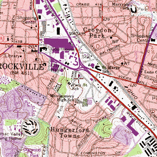 Topographic Map of Fleet Street School, MD