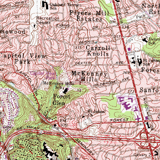 Topographic Map of Tahoma at McKenney Hills, MD