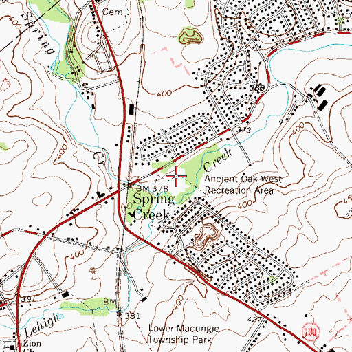 Topographic Map of Ancient Oak West Recreation Area, PA