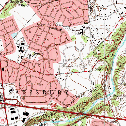 Topographic Map of Twin Grove Park, PA
