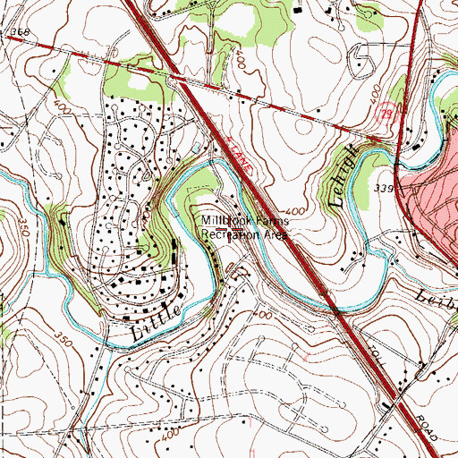 Topographic Map of Millbrook Farms Recreation Area, PA