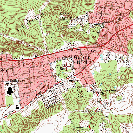 Topographic Map of Laubach Park, PA