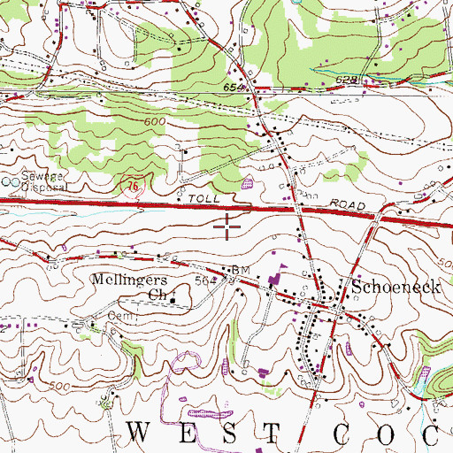 Topographic Map of Schoeneck Park, PA