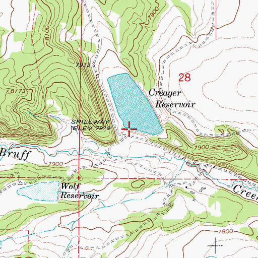 Topographic Map of Creager Dam, CO