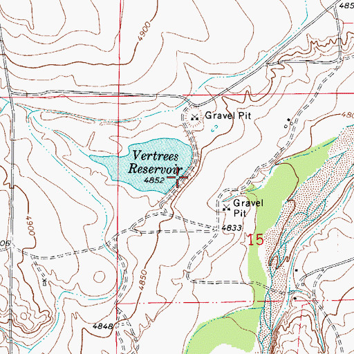 Topographic Map of Vertrees Dam, CO