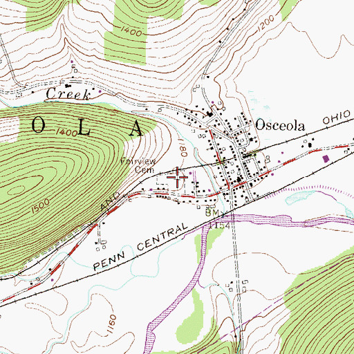Topographic Map of Fairview Cemetery, PA