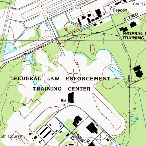 Topographic Map of Glynco Naval Air Station (historical), GA